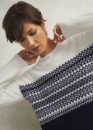 Lorrie Fairisle Jumper With Alpaca, Ivory Navy, hi-res