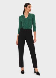 Aimee Printed Top, Green Blk, hi-res