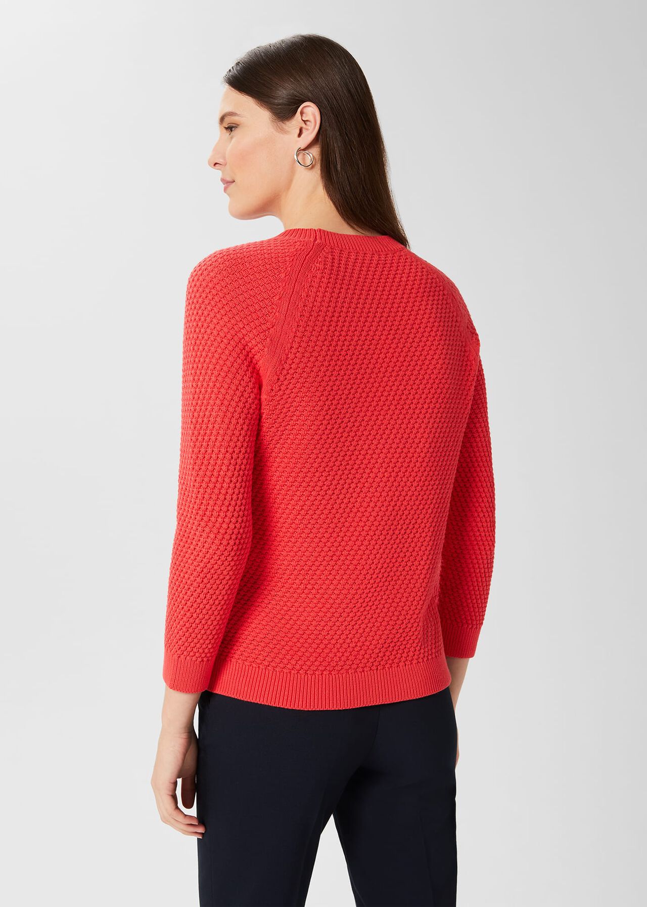 Lucie Cotton Sweater , Deep Coral, hi-res