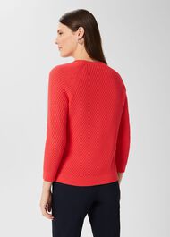 Lucie Cotton Jumper , Deep Coral, hi-res