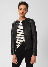 Eden Leather Jacket, Black, hi-res