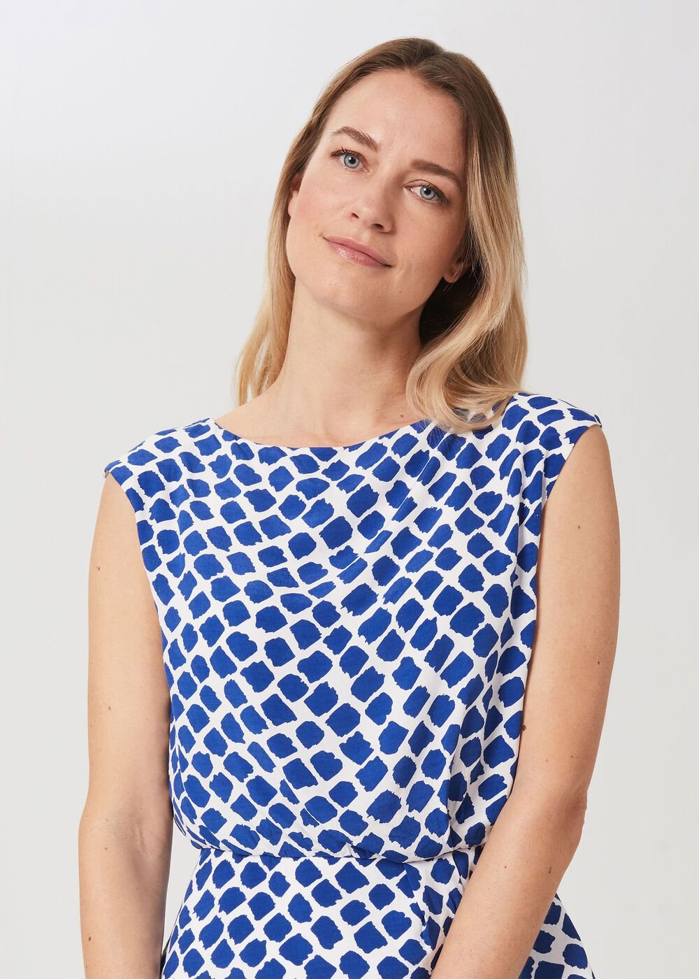 Magda Spot Blouse, Cobalt White, hi-res