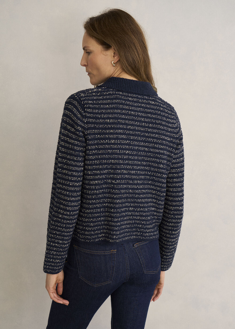 Sasha Knitted Jacket, Navy, hi-res