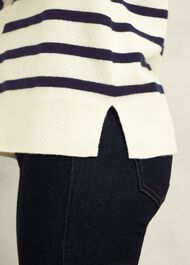 Larina Cashmere Stripe Jumper, Ivory Navy, hi-res