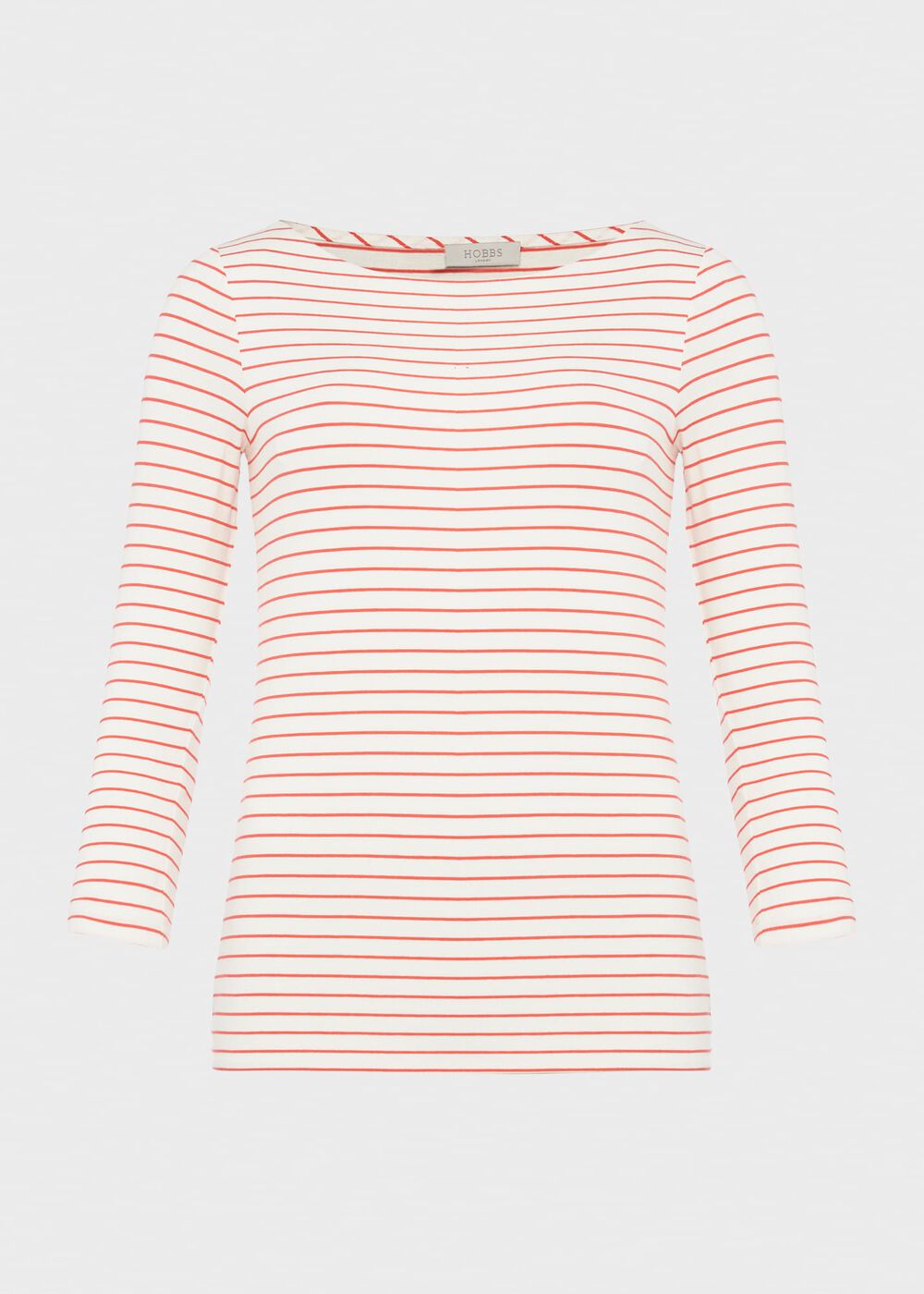 Sonya Striped Top, Ivory Coral, hi-res