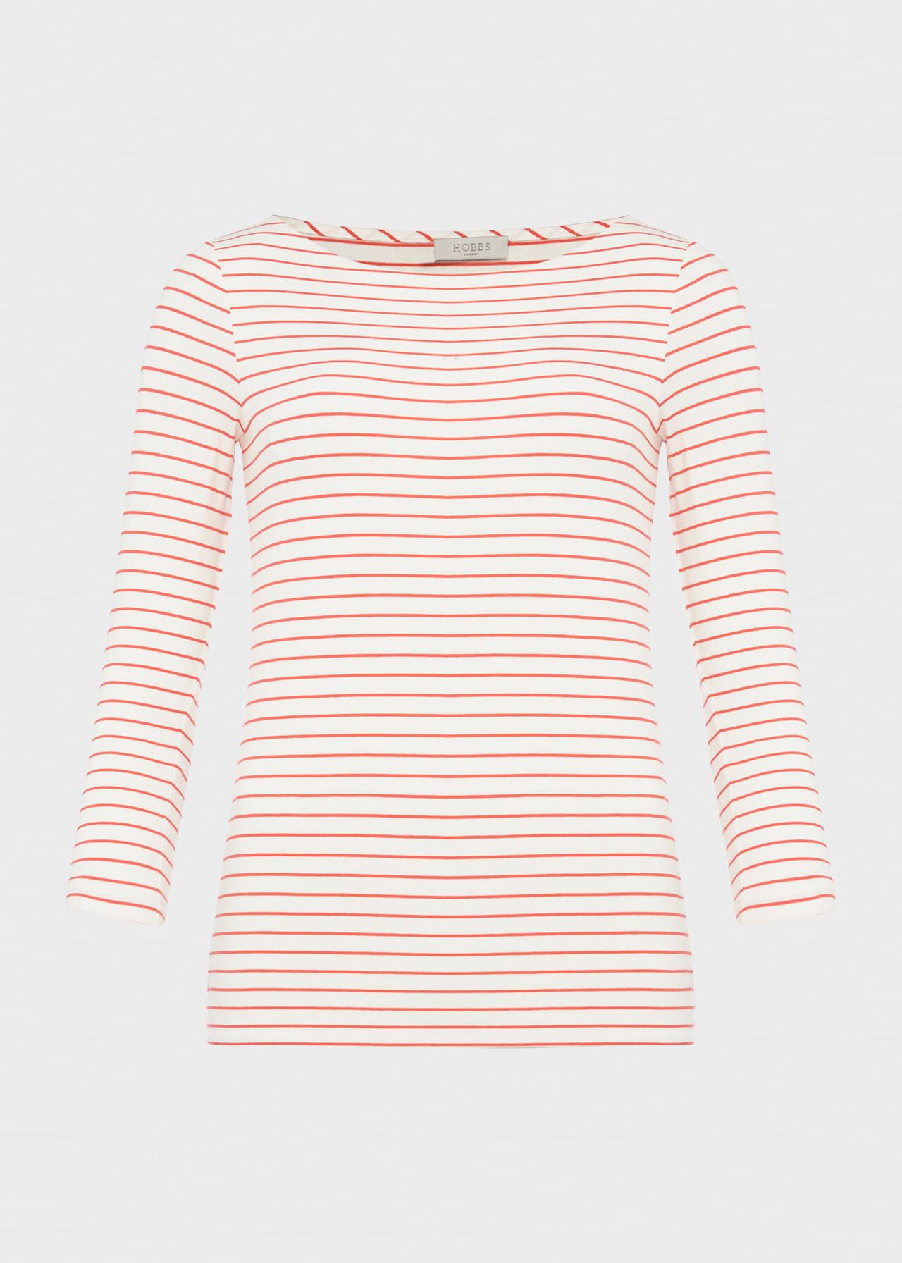Sonya Striped Top, Ivory Coral, hi-res