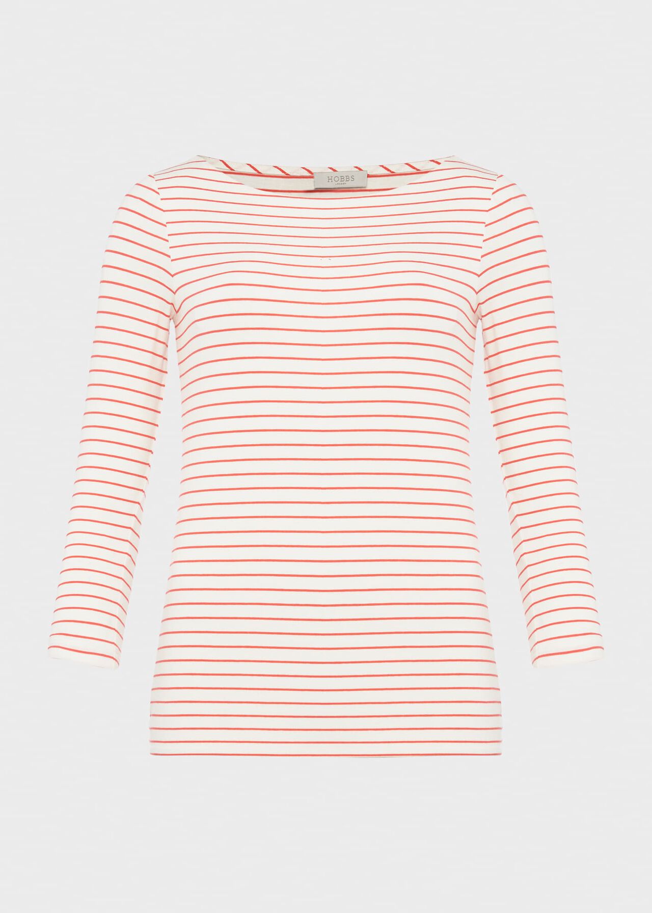 Sonya Striped Top, Ivory Coral, hi-res