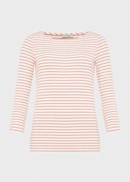 Sonya Striped Top, Ivory Coral, hi-res