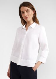 Nita Linen Shirt, White, hi-res