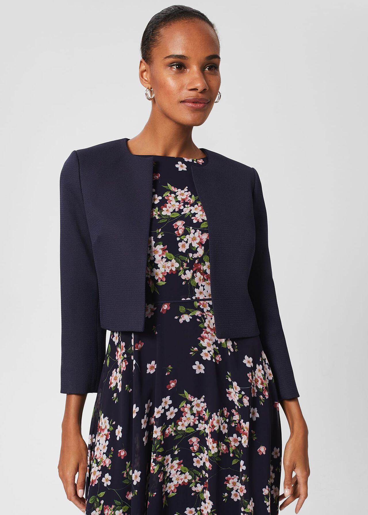 Elize Textured Jacket, Midnight Navy, hi-res