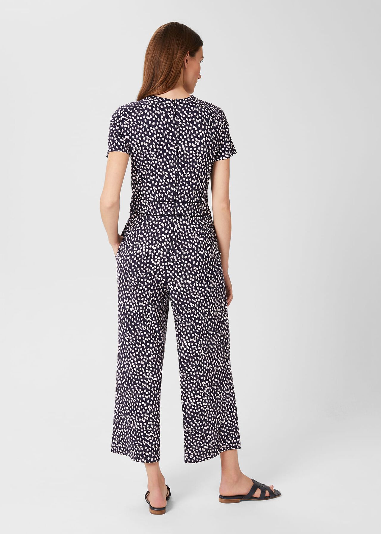 Lina Jersey Jumpsuit, Navy Ivory, hi-res