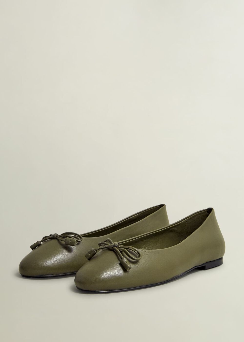 Priya Leather Ballerina, Oregano Green, hi-res