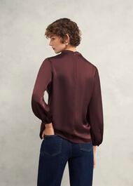 Lulworth Satin Blouse, Cocoa Brown, hi-res