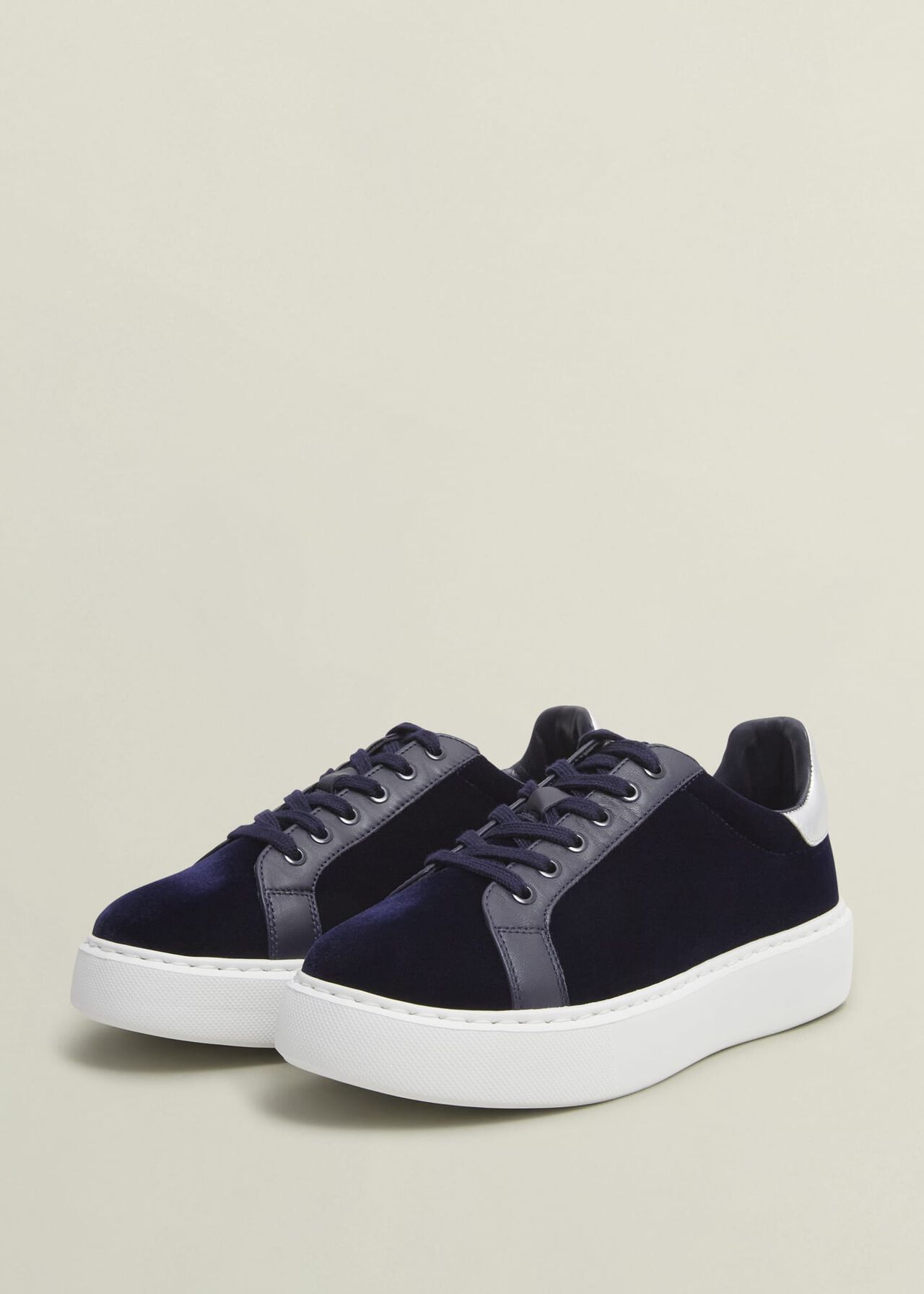Cosima Velvet Trainer, Navy, hi-res