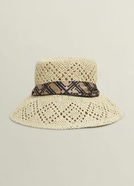 Mylie Straw Hat, Natural Navy, hi-res