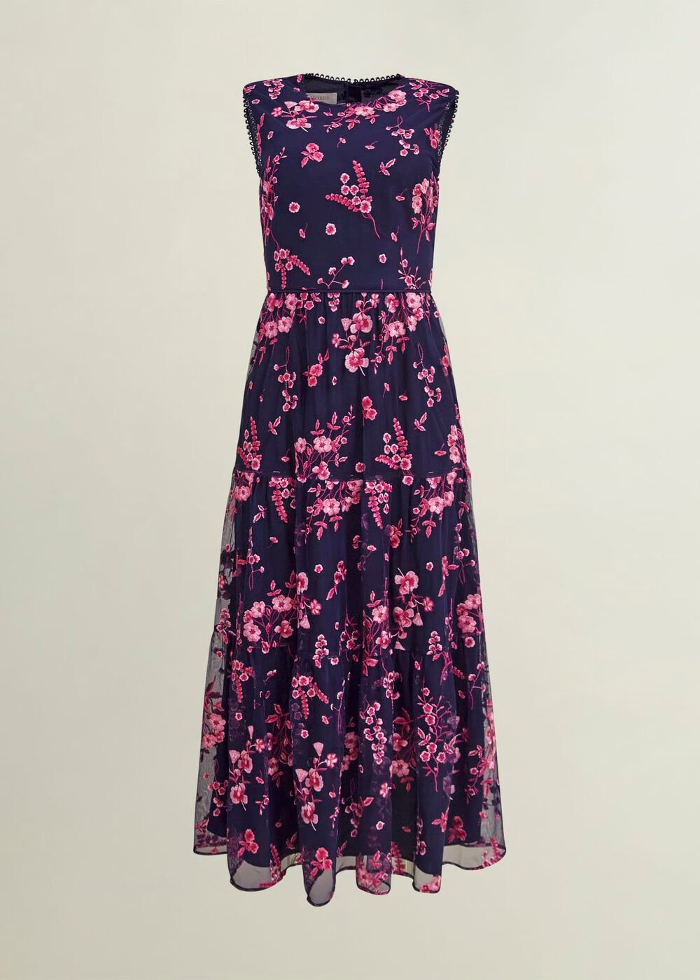 Petite Bethany Embroidered Dress, Navy Pink, hi-res