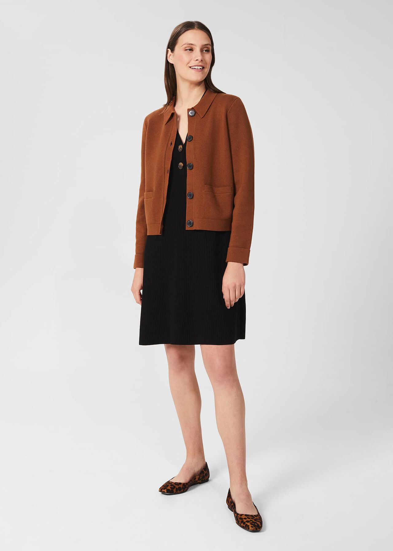Mia Cotton Wool Knitted Jacket, Toffee, hi-res