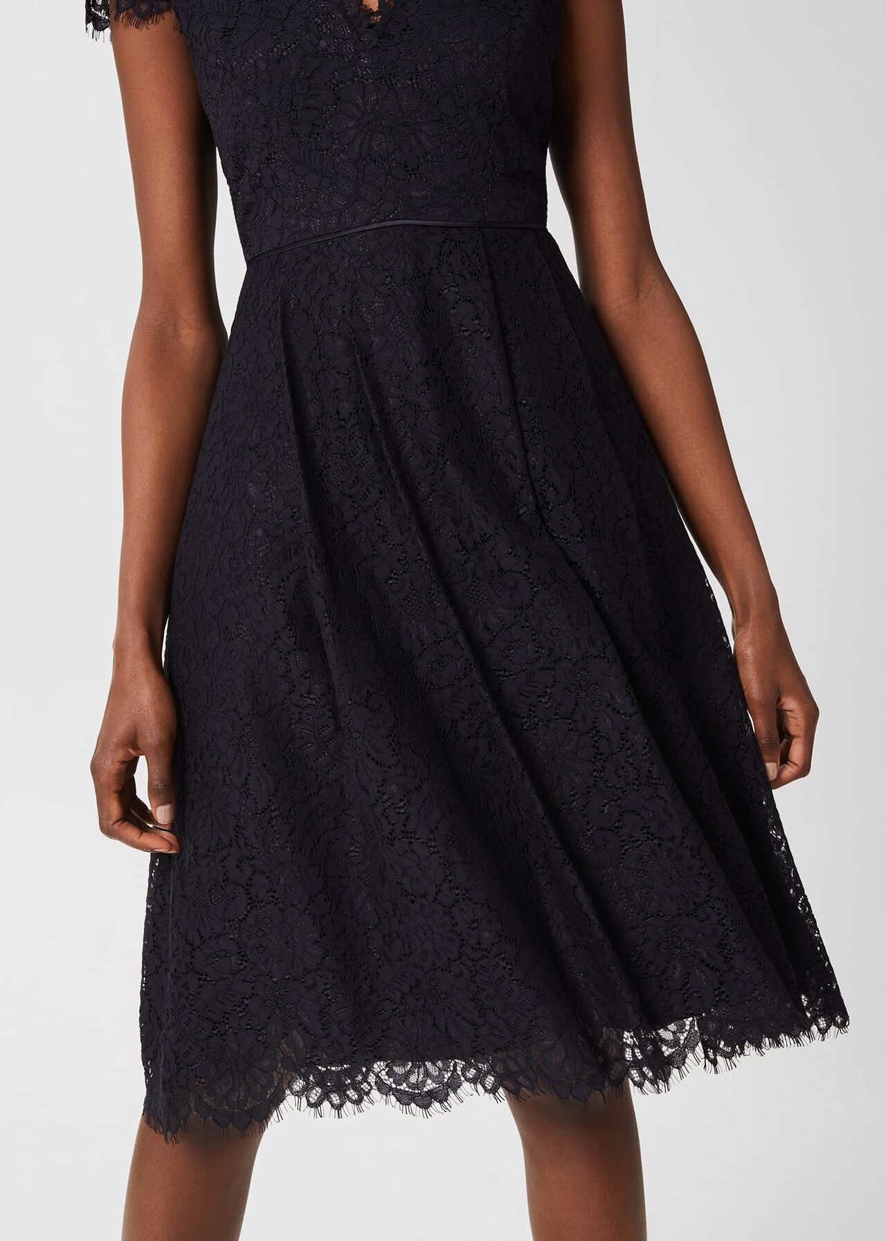 Anastasia Lace Fit And Flare Dress, Navy, hi-res