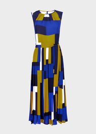 Alba Colourblock Midi Dress, Blue Multi, hi-res
