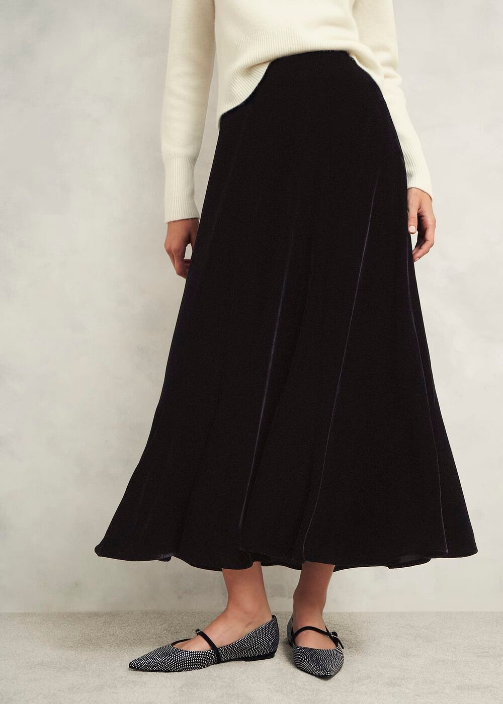 Charteris Velvet Skirt, Black, hi-res