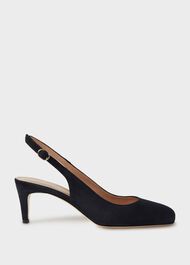 Emma Suede Stiletto Slingback Court Shoes, Navy, hi-res