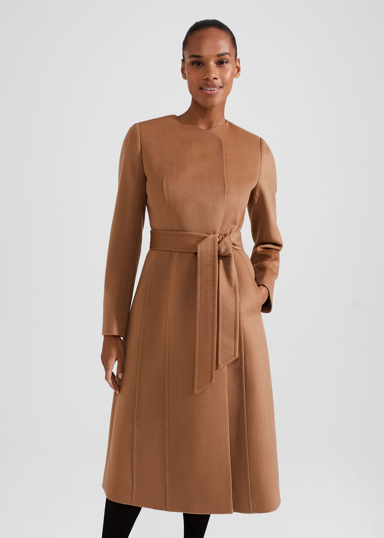 Davina Wool Coat, Dark Camel, hi-res