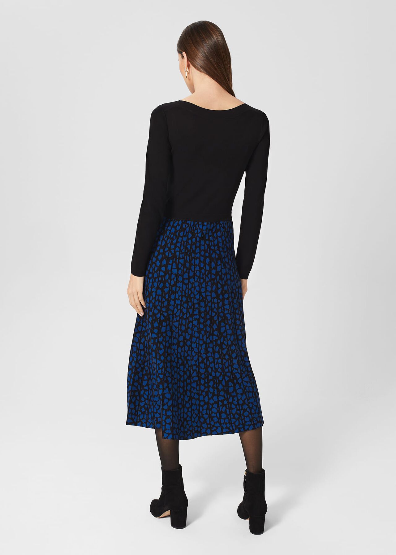 Petite Elena Knitted Dress, Black Blue, hi-res