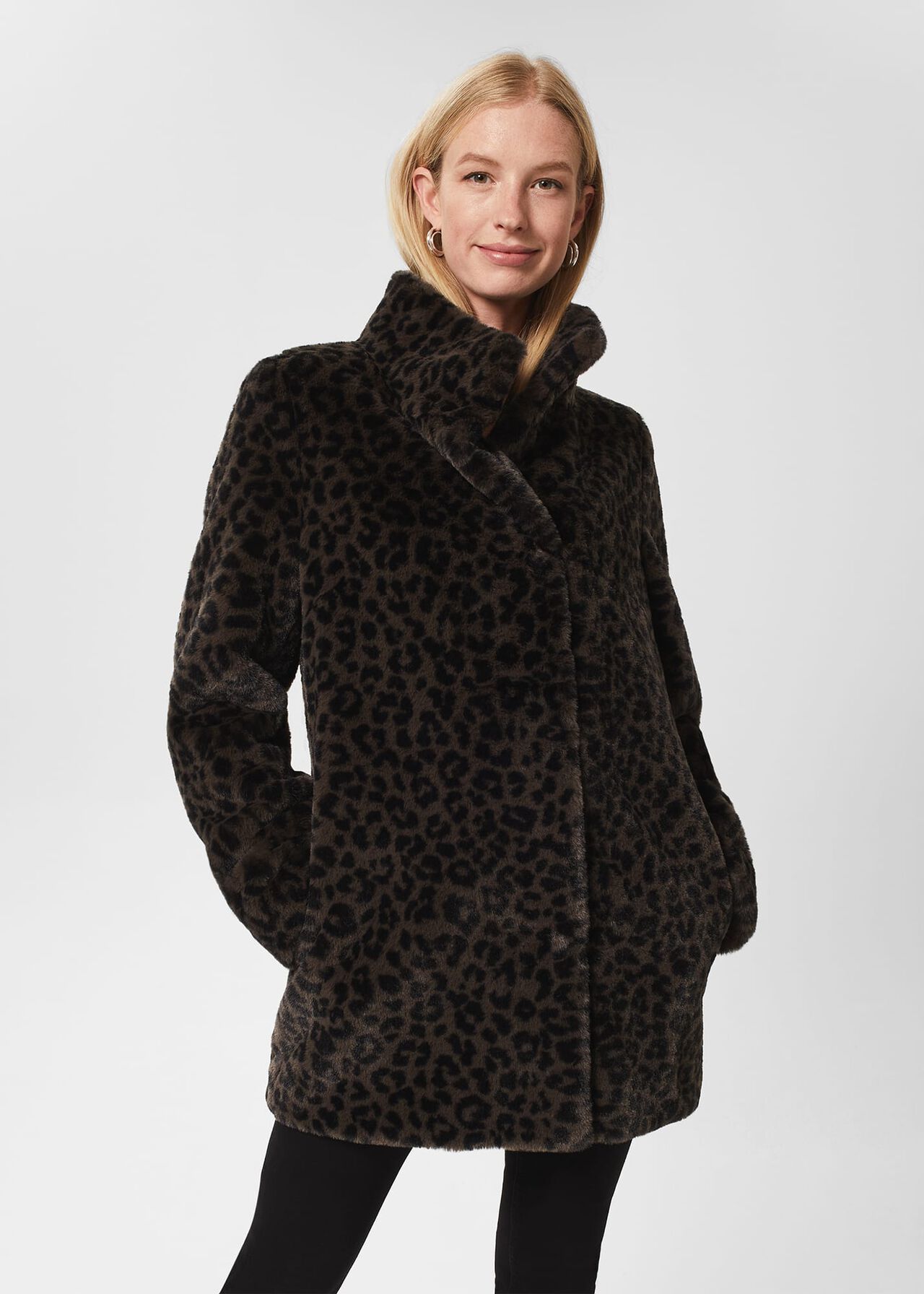 Maddox Short Coat, Charcoal Multi, hi-res