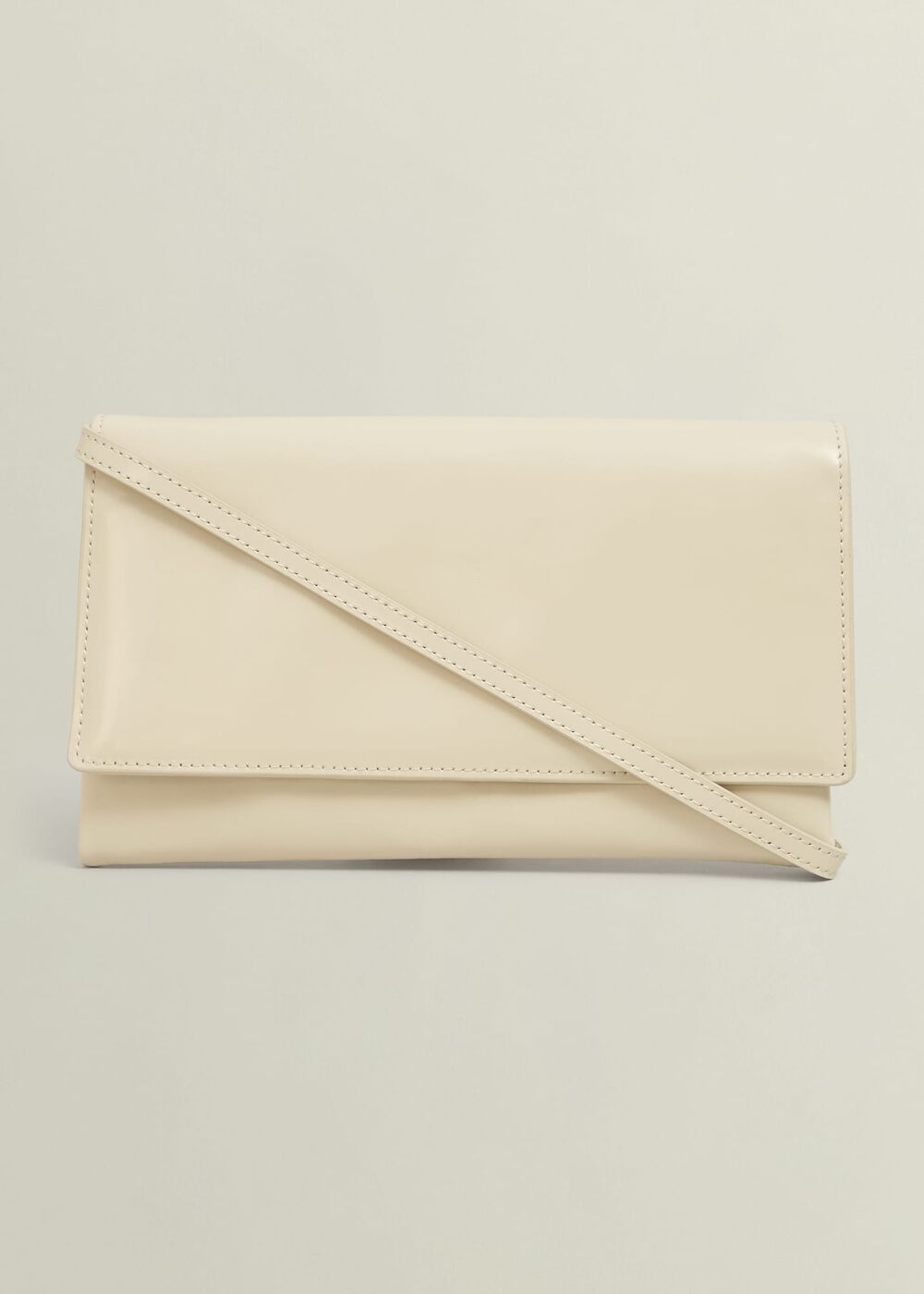 Renata Leather Clutch, Buttercream, hi-res