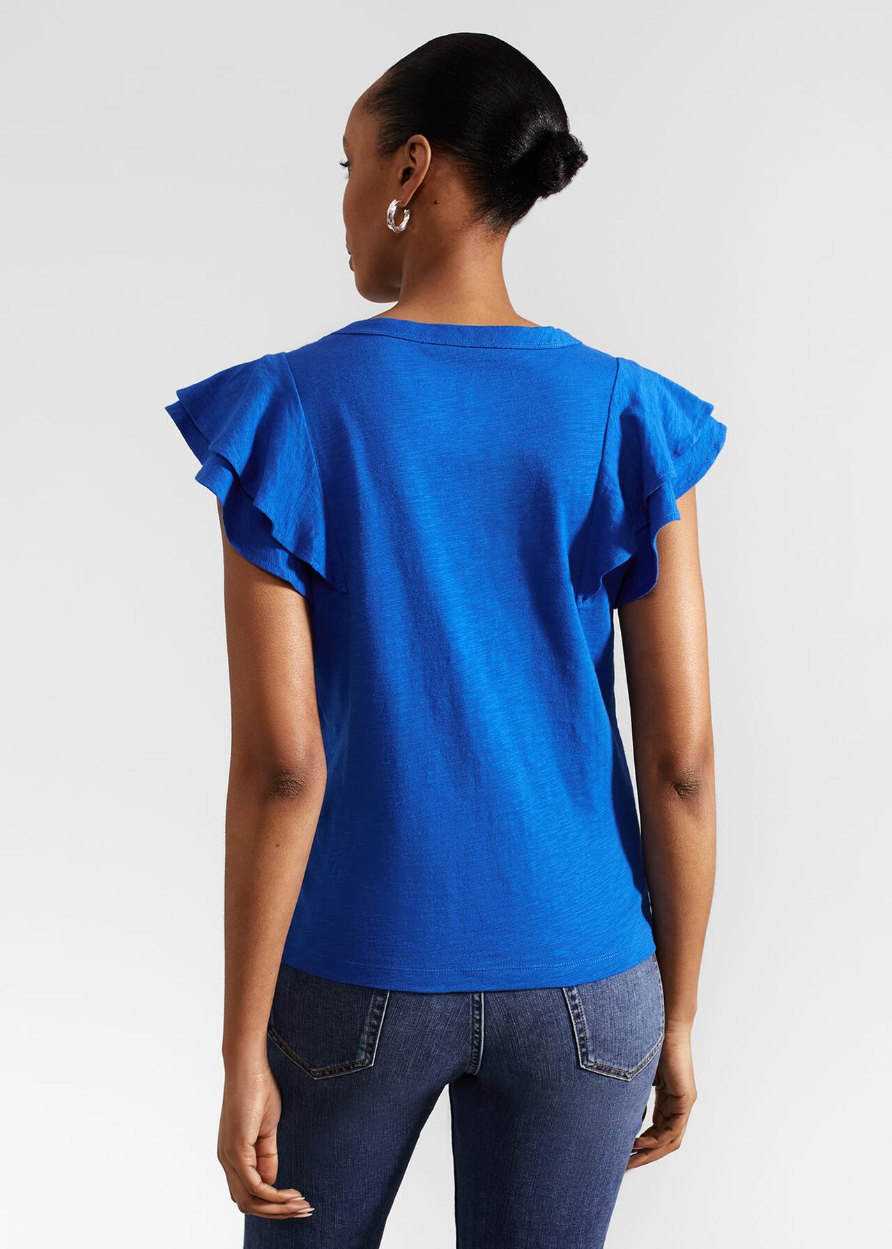 Isabella Cotton Slub Top, Atlantic Blue, hi-res