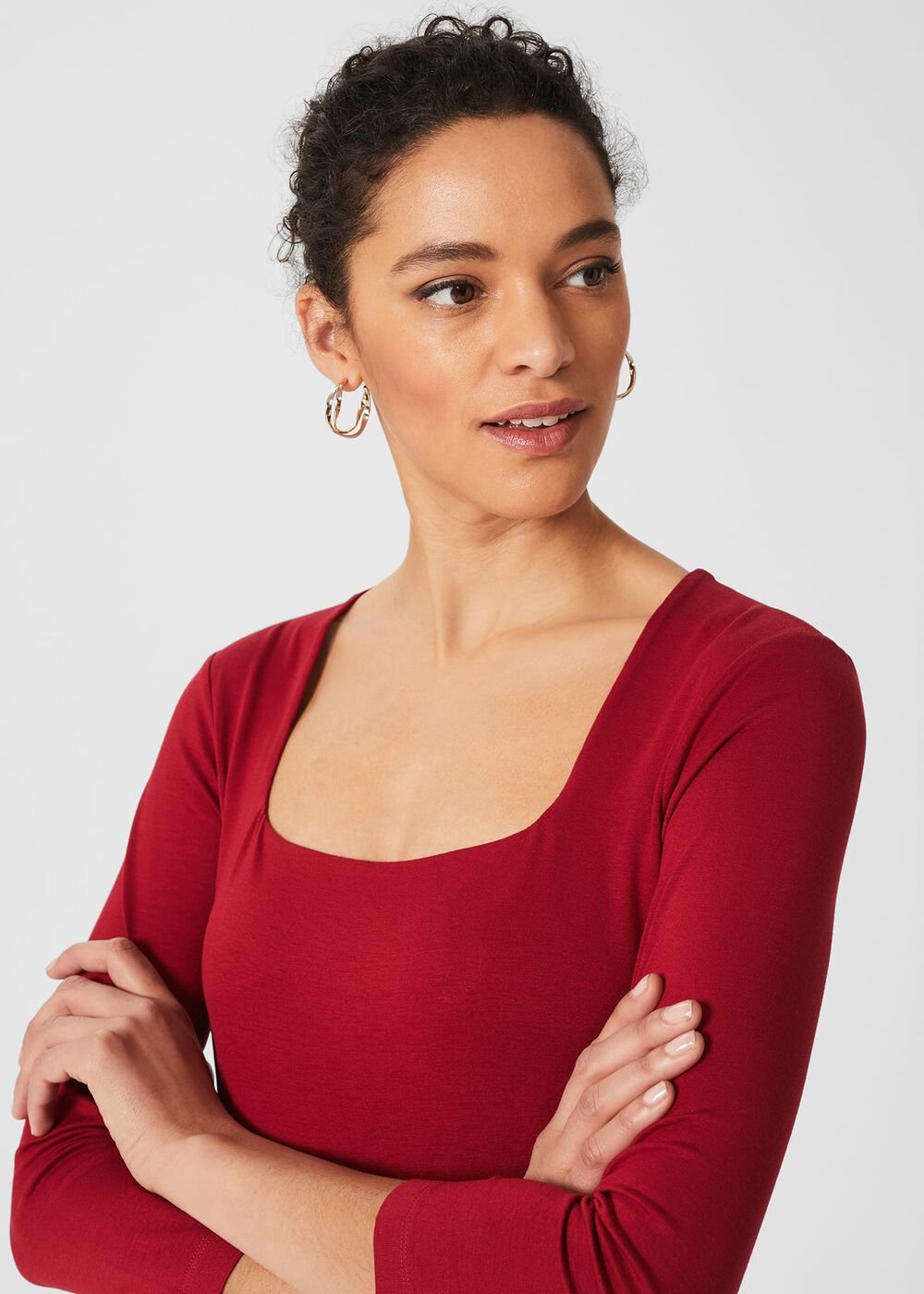 Debbie Double Fronted Top, Deep Red, hi-res