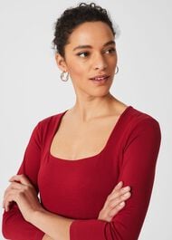 Debbie Double Fronted Top, Deep Red, hi-res