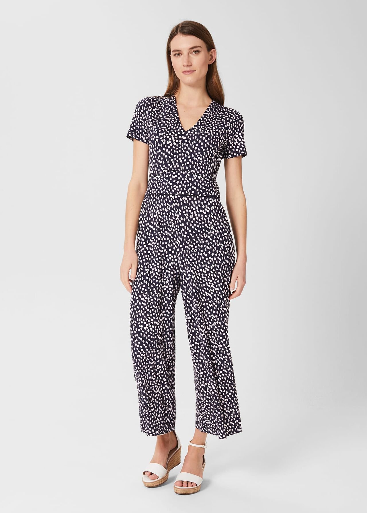 Lina Jersey Jumpsuit, Navy Ivory, hi-res