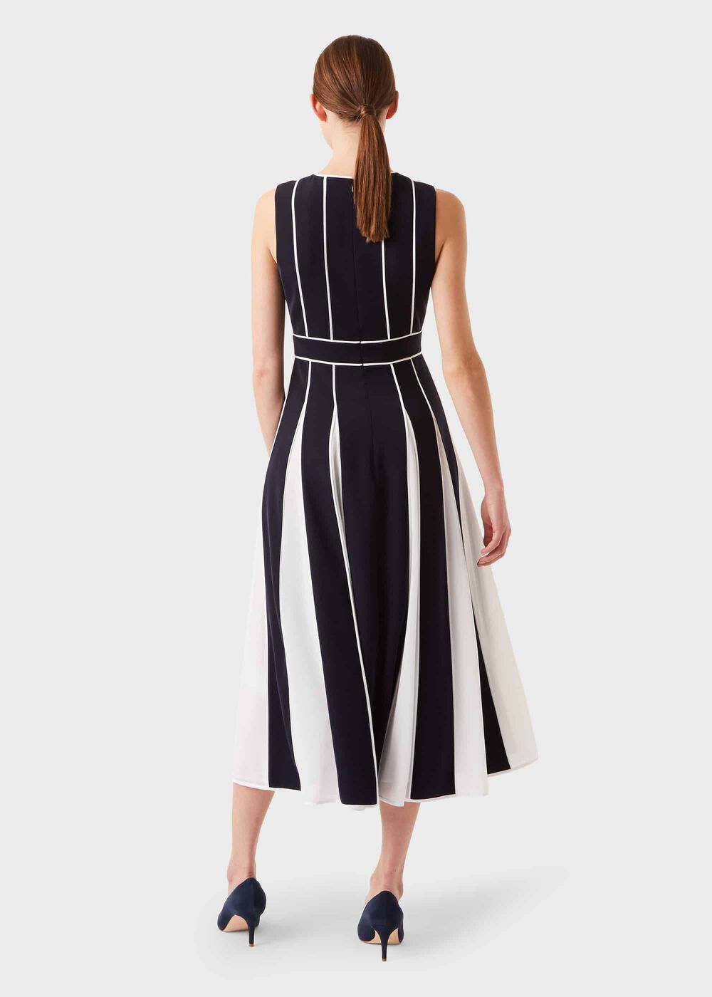 Grace Fit And Flare Midi Dress, Navy Ivory, hi-res