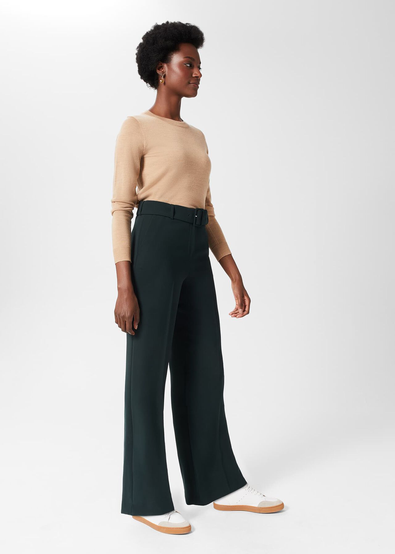 Drew Wide Trousers, Deep Pine Green, hi-res