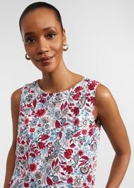 Maddy Cotton Printed Top, Multi Damask, hi-res