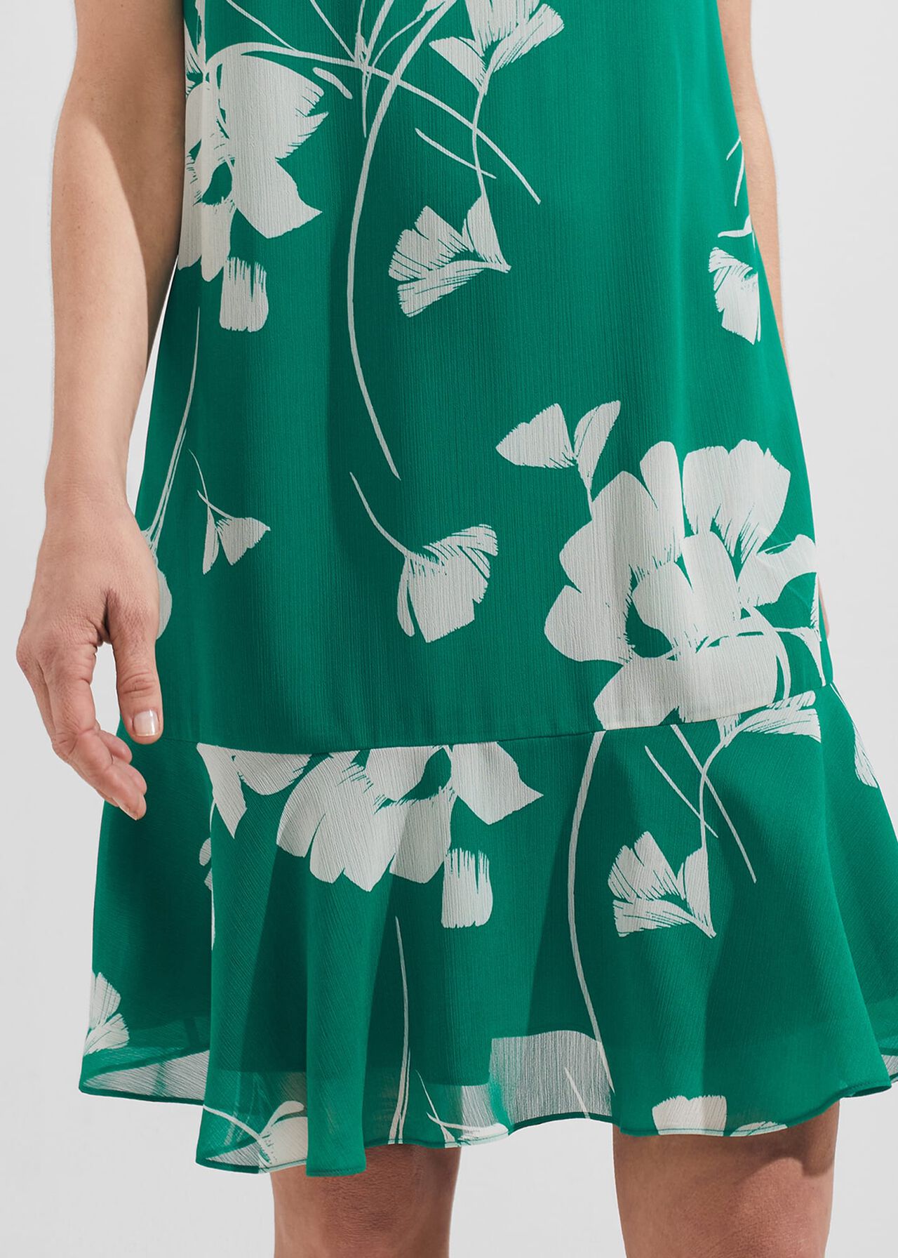 Madeline Floral A Line Dress, Green Ivory, hi-res