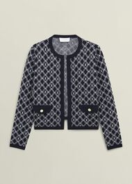 Perrie Knitted Jacket, Navy Ivory, hi-res