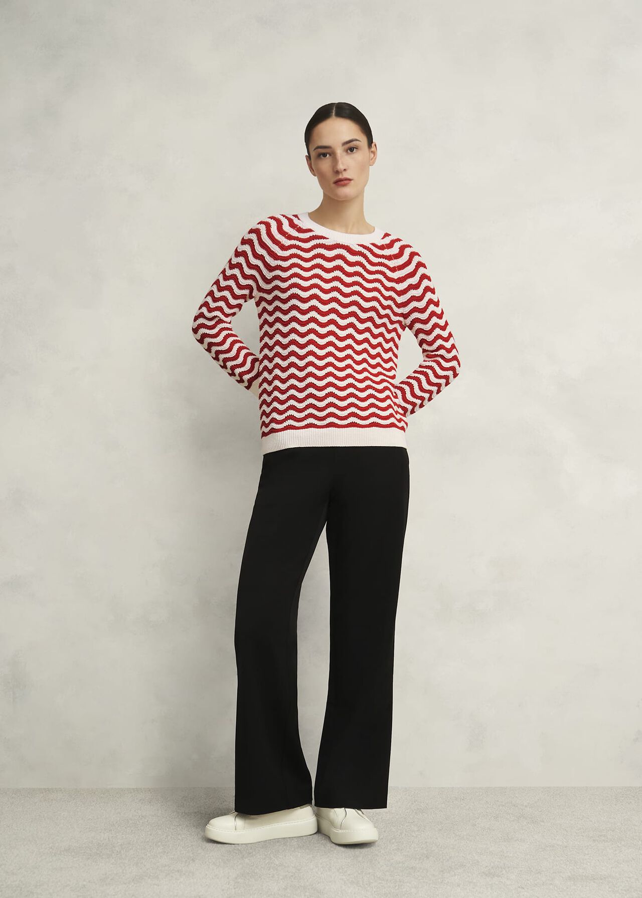Lulu Cotton Jumper , Red Ivory, hi-res