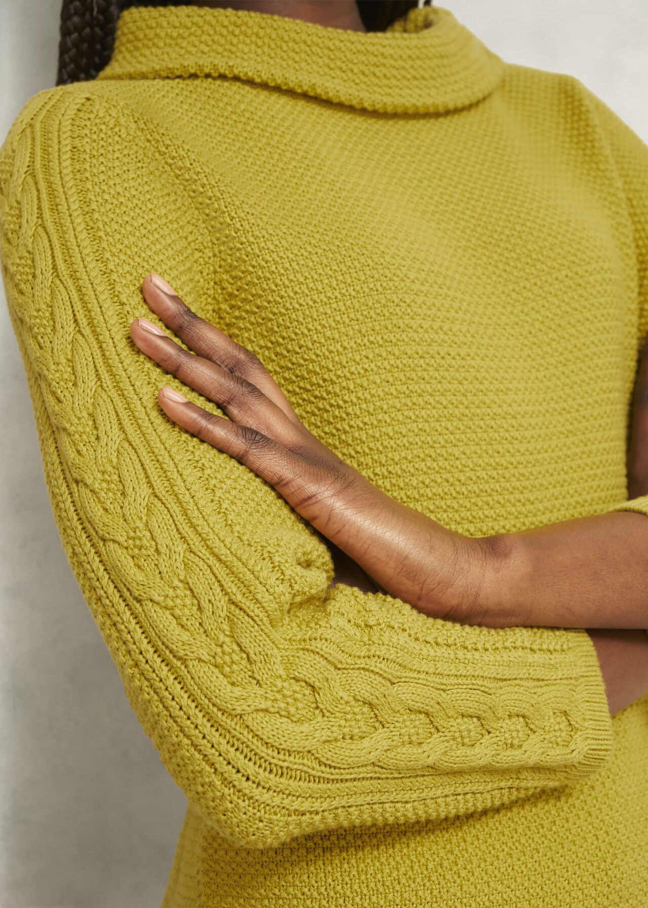 Camilla Cotton Sweater, Gold Chartreuse, hi-res
