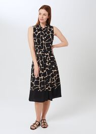 Suzanna Animal Fit And Flare Dress, Black Neutral, hi-res