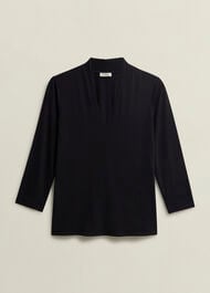 Aimee Double Fronted Top, Black, hi-res