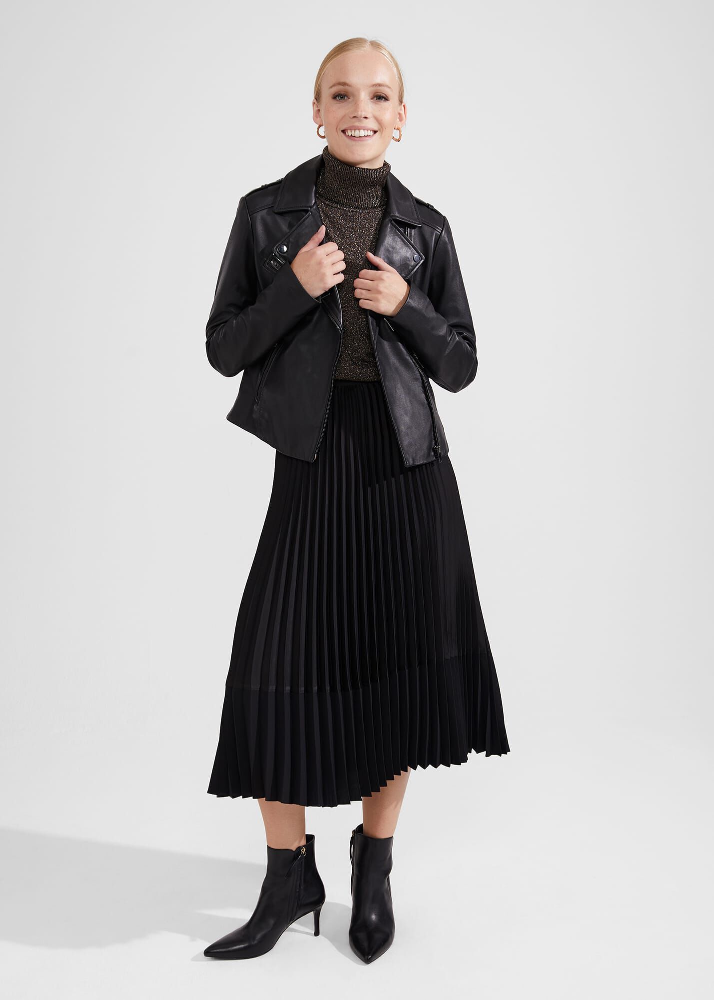 Hobbs grey pleated skirt top