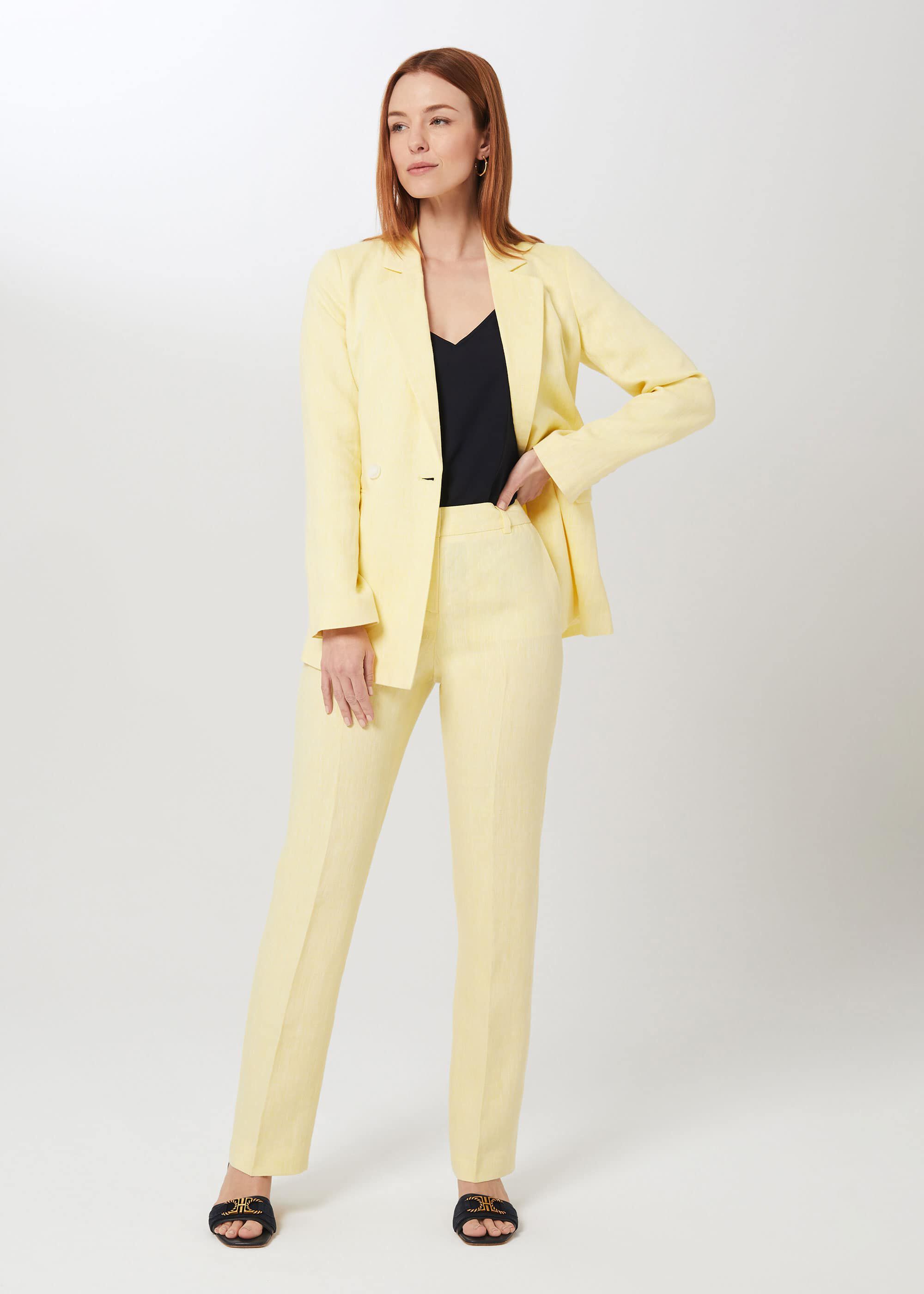 Yellow linen trousers online