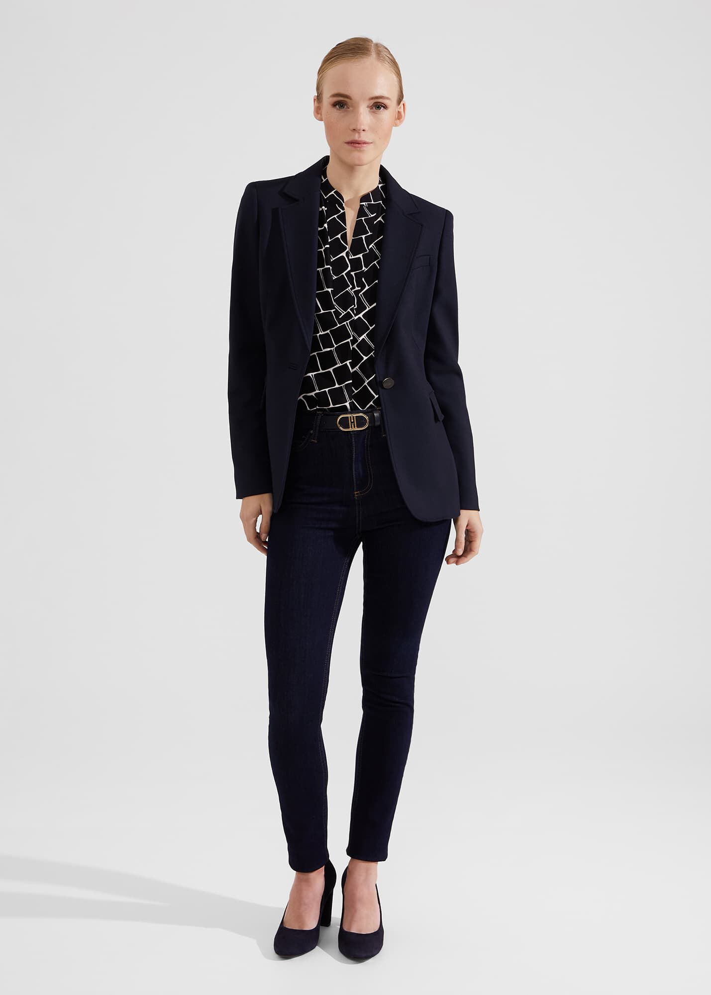marno Bianca blouse（NAVY） Black Sleeveless Top with Geometric Neckline - Bianca Top