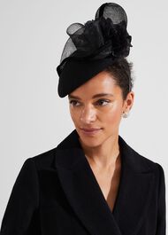 Magdalena Fascinator, Black, hi-res