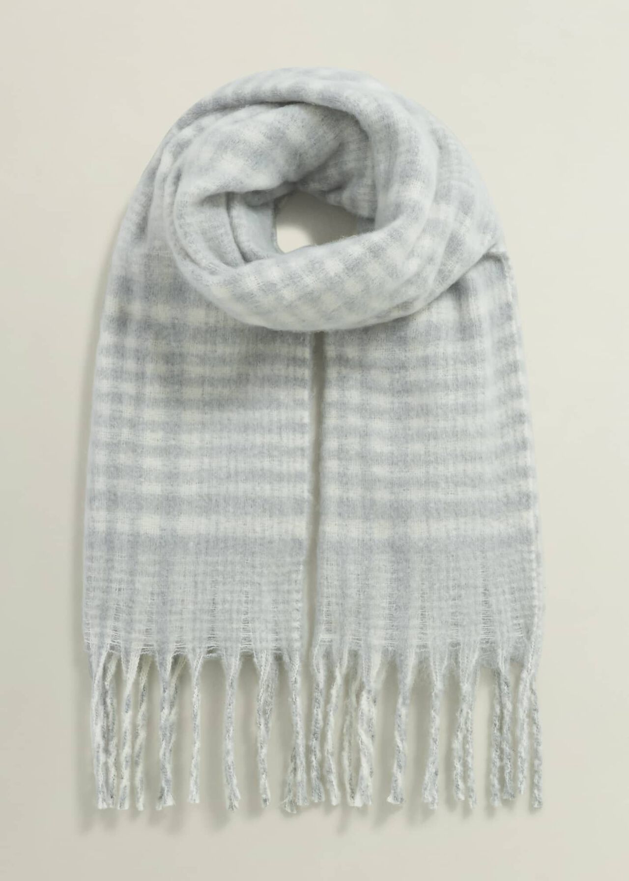Sasha Check Scarf, Grey Ivory, hi-res