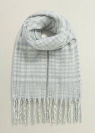 Sasha Check Scarf, Grey Ivory, hi-res