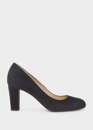 Sonia Suede Block Heel Court Shoes, Navy, hi-res
