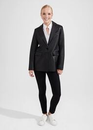 Merissa Leather Blazer, Black, hi-res